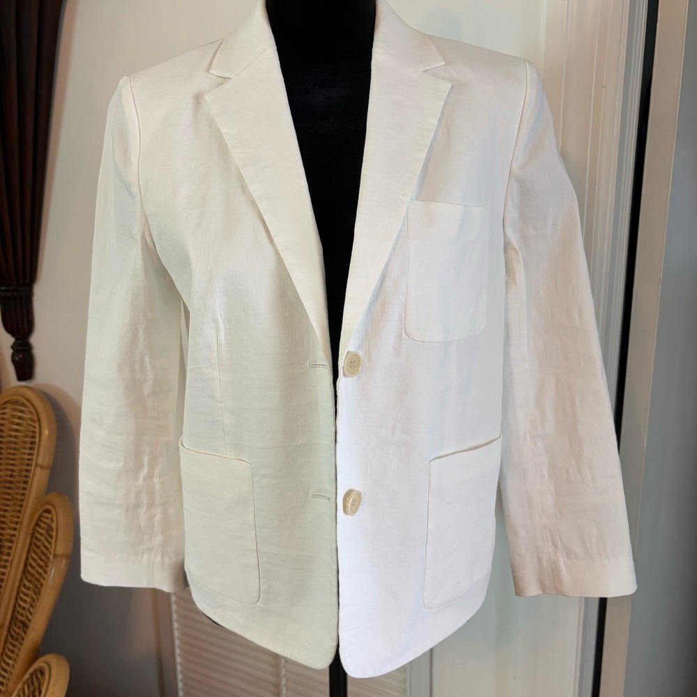 THEORY White Linen Blend Lined Blazer Jacket! Excellent condition. Sz 2